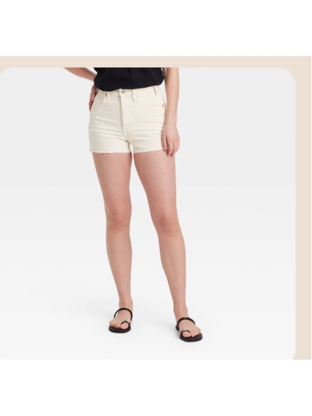 Women's Universal Thread Cream Mini Cut-Off Jean Shorts Size 14